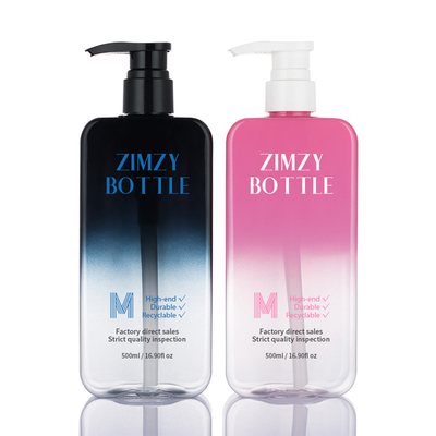 500ml Botol Lotion Kosmetik Kosong Bening Dengan Pompa Pengap Gradien Merah Muda Hitam