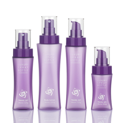 Matte Purple Clear Plastic Frosted Round Botol Lotion Kosmetik Dengan Pompa Tekan