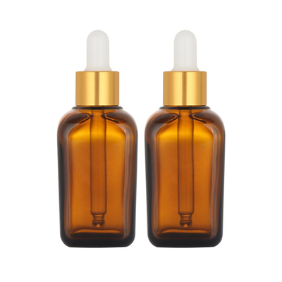 Sesuaikan Botol Penetes Minyak Rambut Isi Ulang Kaca Persegi Bahan 50ml