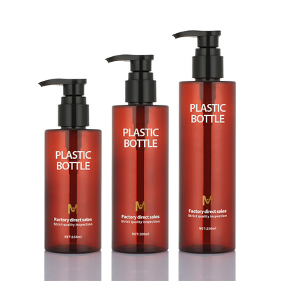 Round Amber Shampoo Bottle Pump Sprayer 150ml 200ml 250ml Untuk Gel Mandi