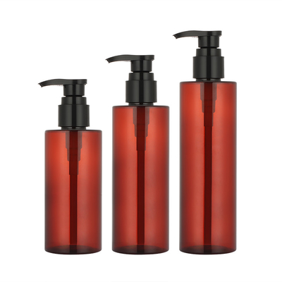 Round Amber Shampoo Bottle Pump Sprayer 150ml 200ml 250ml Untuk Gel Mandi