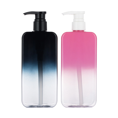 500ml Botol Lotion Kosmetik Kosong Bening Dengan Pompa Pengap Gradien Merah Muda Hitam