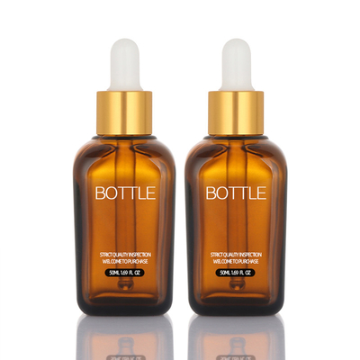 50ml Penetes Kosong Serum Wadah Kosmetik Minyak Rambut Logo Kustom Botol Kaca Serum