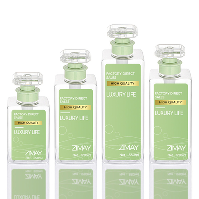 Pompa Persegi Panjang Kosong Bulat Minyak Mandi Kustom Botol Sampo 300ml 400ml 800ml