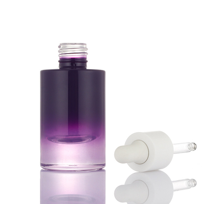 Desain baru kecil ombre ungu putih pompa 30ml botol penetes wadah serum kosong