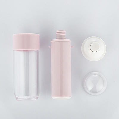 Matte pink perawatan kulit wadah kosong portabel travel set botol lotion dan krim jar