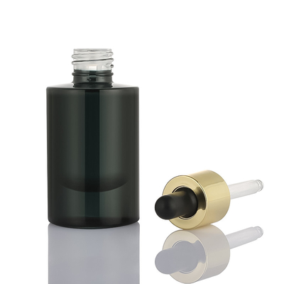 Botol Serum Kosmetik Kustom Botol Penetes Bahu Datar Buram Emas Hitam