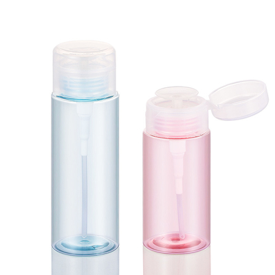 Pink Makeup Remover Kosmetik Kemasan Botol Kosong Biru Cat Kuku Tekan Pompa Putaran Dispenser Tutup Flip