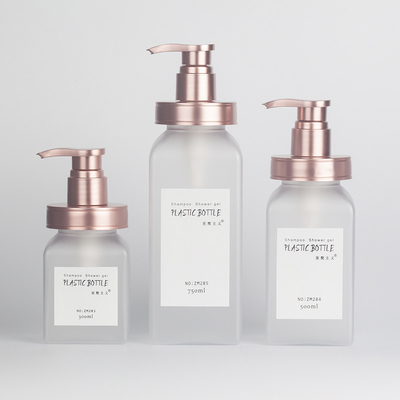Rectangle Clear Matte PETG Botol Plastik Kosmetik Body Pump Shampoo Lotion