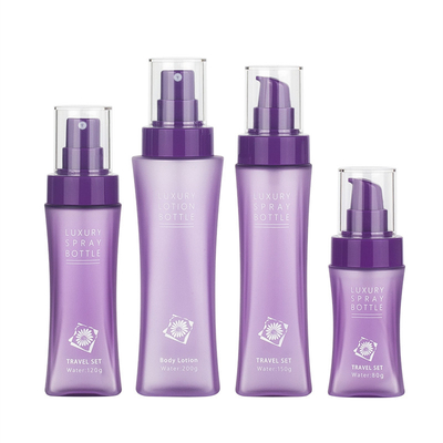 Matte Purple Clear Plastic Frosted Round Botol Lotion Kosmetik Dengan Pompa Tekan