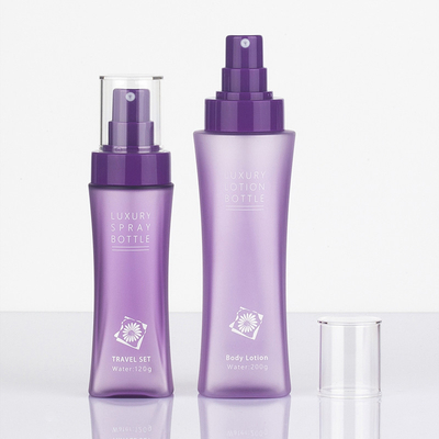 Matte Purple Clear Plastic Frosted Round Botol Lotion Kosmetik Dengan Pompa Tekan