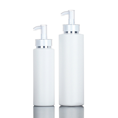 143mm 300ml White PE Botol Lotion Kosmetik Bulat Untuk Kemasan Gel Mandi
