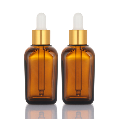 Sesuaikan Botol Penetes Minyak Rambut Isi Ulang Kaca Persegi Bahan 50ml