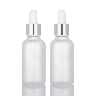 Botol Penetes Minyak Esensial Kaca Putih Matte 30ml Dengan Tutup Perak