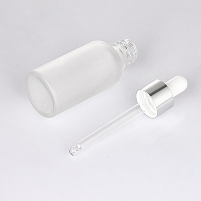 Botol Penetes Minyak Esensial Kaca Putih Matte 30ml Dengan Tutup Perak