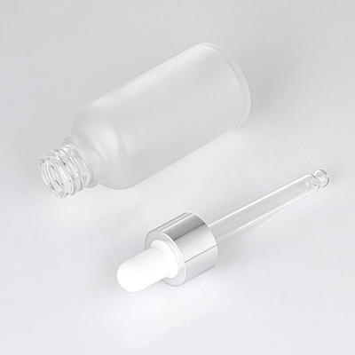Botol Penetes Minyak Esensial Kaca Putih Matte 30ml Dengan Tutup Perak
