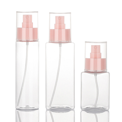 120ML Bening Plastik Persegi Pink Pompa Botol Semprot Untuk Toner