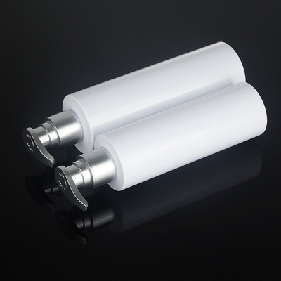 PET White Round Shower Gel 200ml 500ml Silver Top Serum Conditioner Plastik Shampoo Pump Botol Kemasan Perawatan Kulit