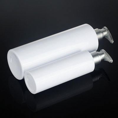 PET White Round Shower Gel 200ml 500ml Silver Top Serum Conditioner Plastik Shampoo Pump Botol Kemasan Perawatan Kulit