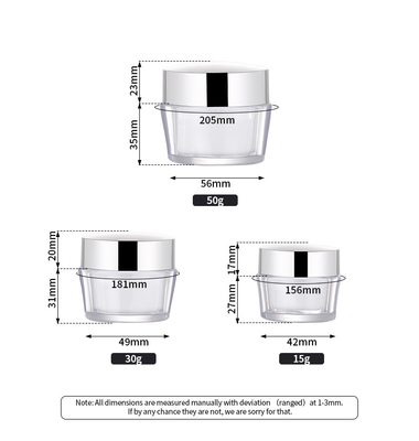 Grosir 15g 30g 50g Akrilik Dinding Ganda Plastik Kosong Kosmetik Tubuh Mentega Krim Wajah Jar Pot Dengan Bibir