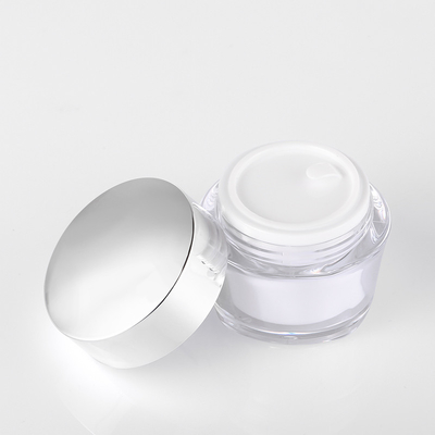 Grosir 15g 30g 50g Akrilik Dinding Ganda Plastik Kosong Kosmetik Tubuh Mentega Krim Wajah Jar Pot Dengan Bibir