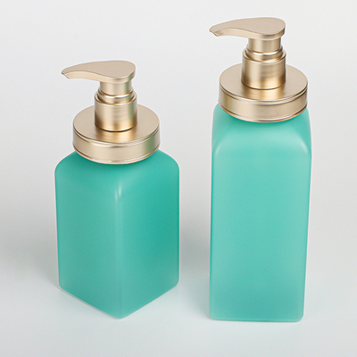 Mewah 500ml 750ml Matte Light Green Square Body Wash Soap Pengap Salon Kemasan Botol Sampo Dengan Pompa Emas