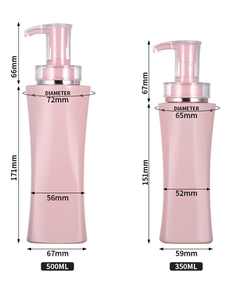 Kosong 350ml 500 Ml Kemasan Body Lotion Mewah Shower Gel Wadah Botol Sampo Merah Muda