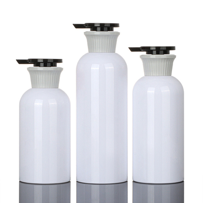 400ml Wadah Kosong Round Lotion Plastik PET Shampoo Dan Conditioner Botol Pompa Pengap