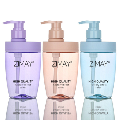 PET Round Bottom Kosong Biru Bening 500ml Gel Mandi Dan Lotion Susu Wadah Set Botol Plastik Hewan Peliharaan