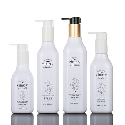 200ml 300ml 350ml 400ml Mewah Biodegradable Unik Square Kosmetik Lotion Botol Pompa Emas Pengap