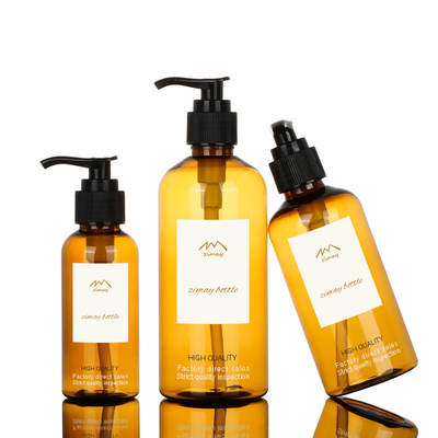 Kosong 200ml 300ml Wadah Kosmetik Plastik Kemasan Botol Pompa Lotion Amber Shampoo Mewah