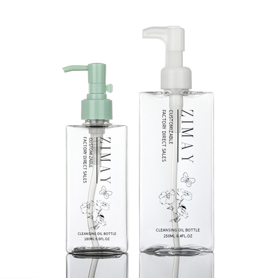180ml Clear Oil Packaging Container Shampoo Dan Conditioner Set Botol Pompa Lotion Persegi Plastik 200ml