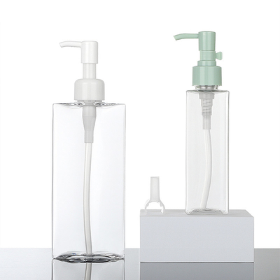 180ml Clear Oil Packaging Container Shampoo Dan Conditioner Set Botol Pompa Lotion Persegi Plastik 200ml