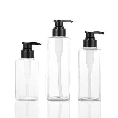 Botol Lotion Plastik Bening Persegi Daur Ulang Dengan Pompa 44mm 550ml