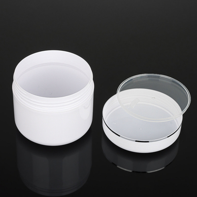 Jar Kemasan Krim PET Bentuk Bulat Garis Perak, Wadah Kosmetik 2 Oz
