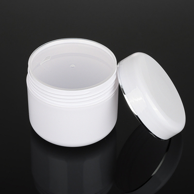 Jar Kemasan Krim PET Bentuk Bulat Garis Perak, Wadah Kosmetik 2 Oz