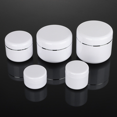 Jar Kemasan Krim PET Bentuk Bulat Garis Perak, Wadah Kosmetik 2 Oz