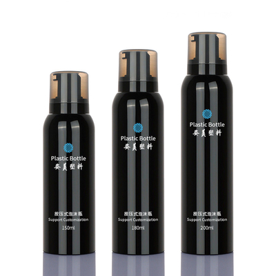 Silinder PET 180ml 200ml Kemasan Botol Dispenser Sabun Busa Hitam Pengap